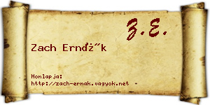 Zach Ernák névjegykártya